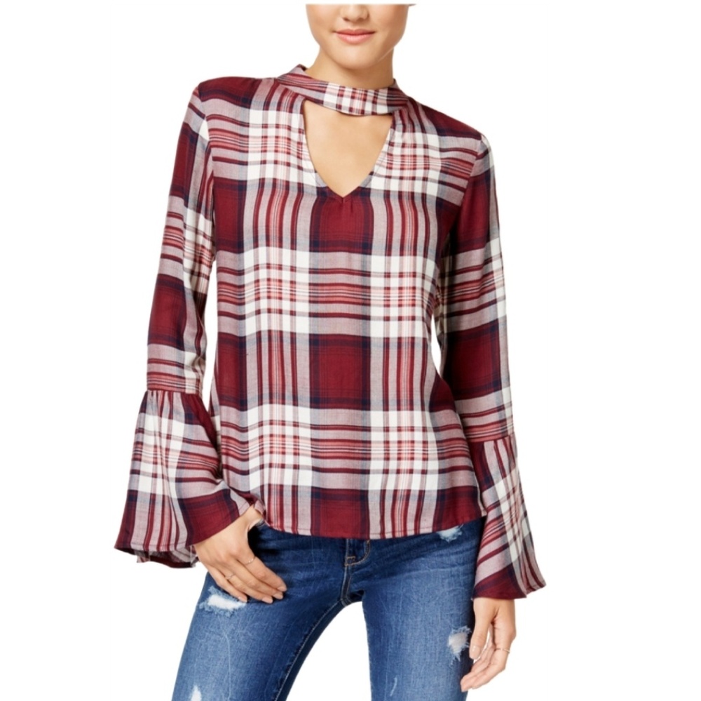 HOST PICK! NWT American Rag Plaid Bell Sleeve Top